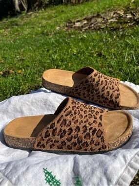 Leopard Print Slide Sandals Women’s Size 39 (8-8.5US) Cork Birkenstock Style